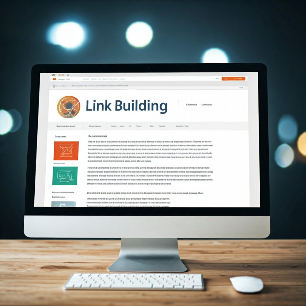 Afbeelding van een computerscherm die een website bezoekt over linkbuilding